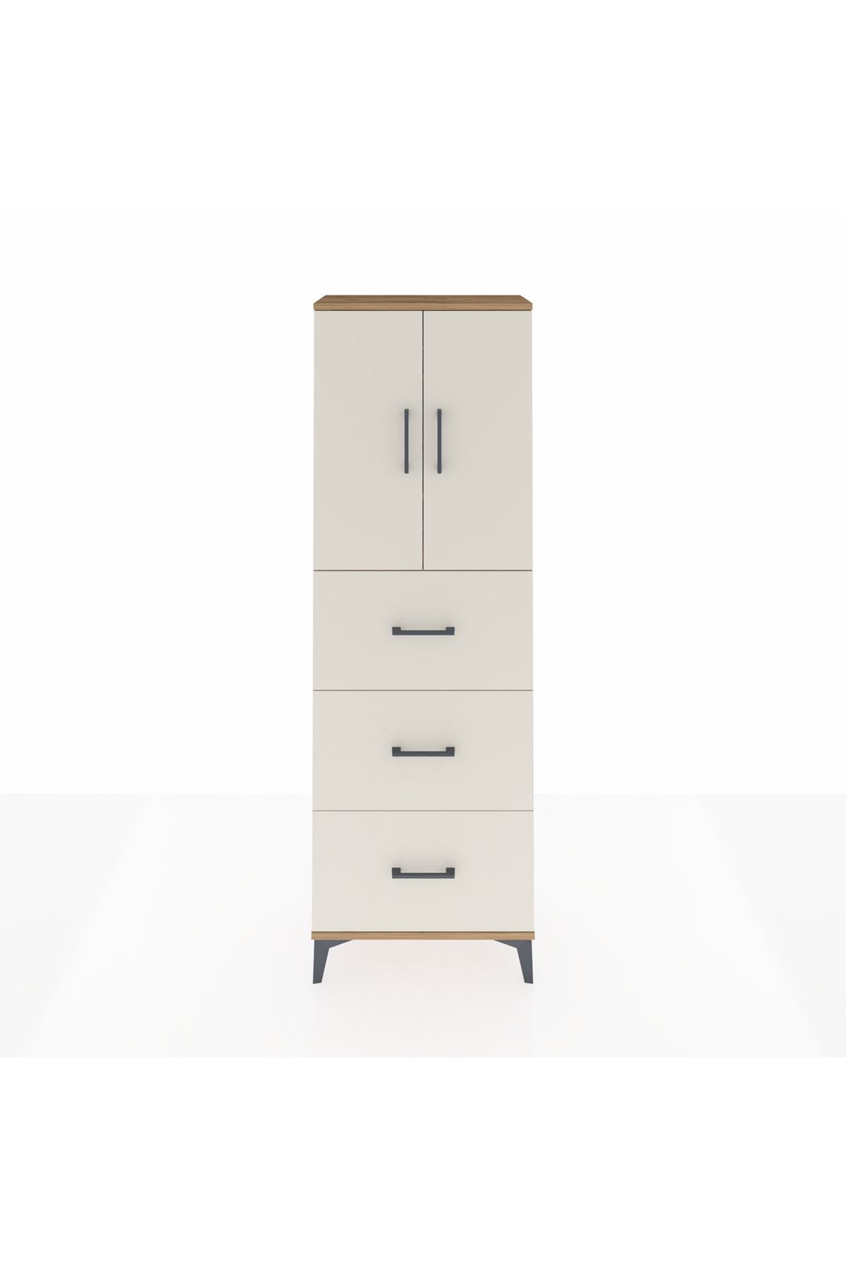 Arges Dolap 3 Raflı 3 Çekmeceli 2 Kapaklı 60x30x182 - S23M024V7A