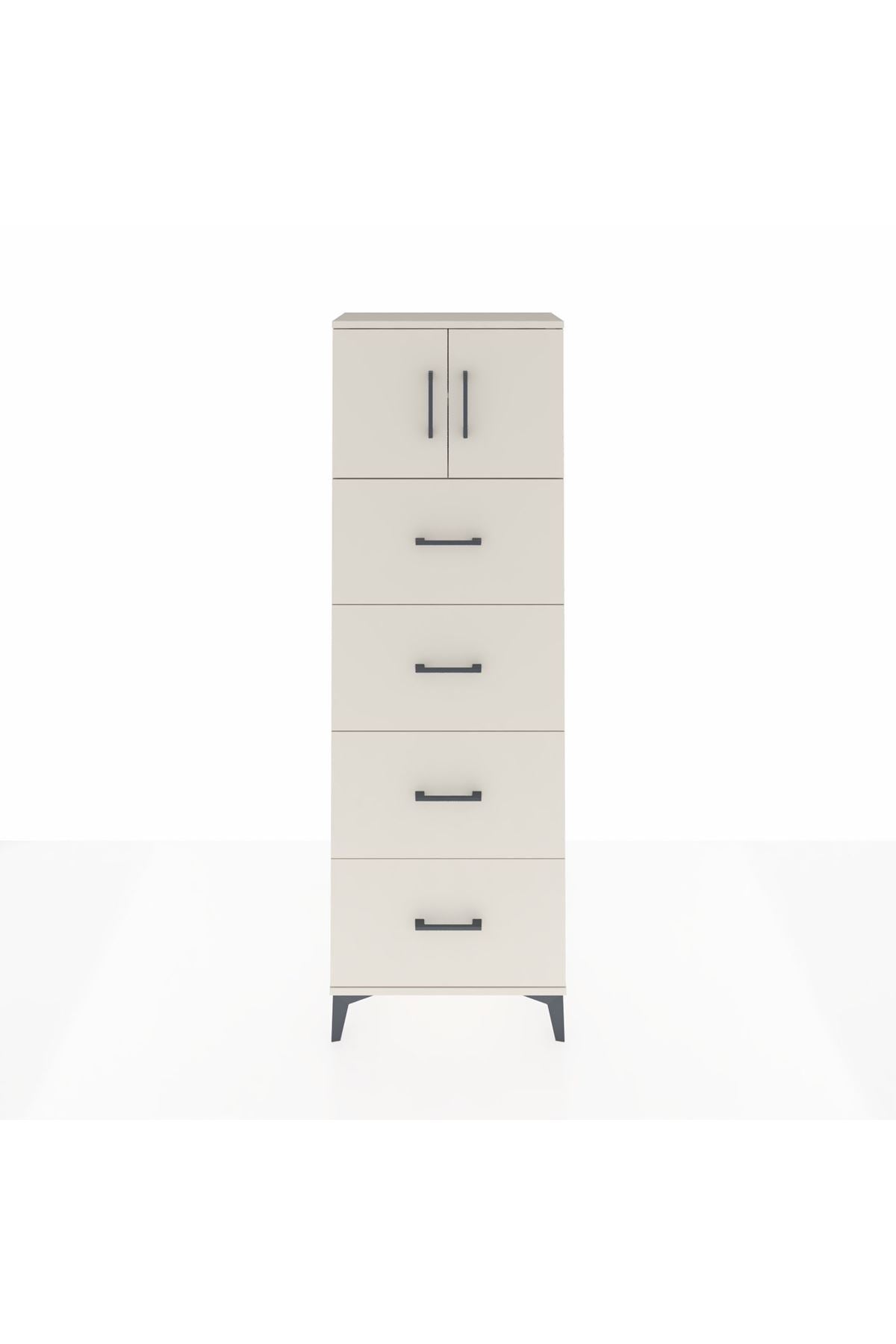 Arges Dolap 2 Raflı 4 Çekmeceli 2 Kapaklı 60x30x182 - S23M025V1A