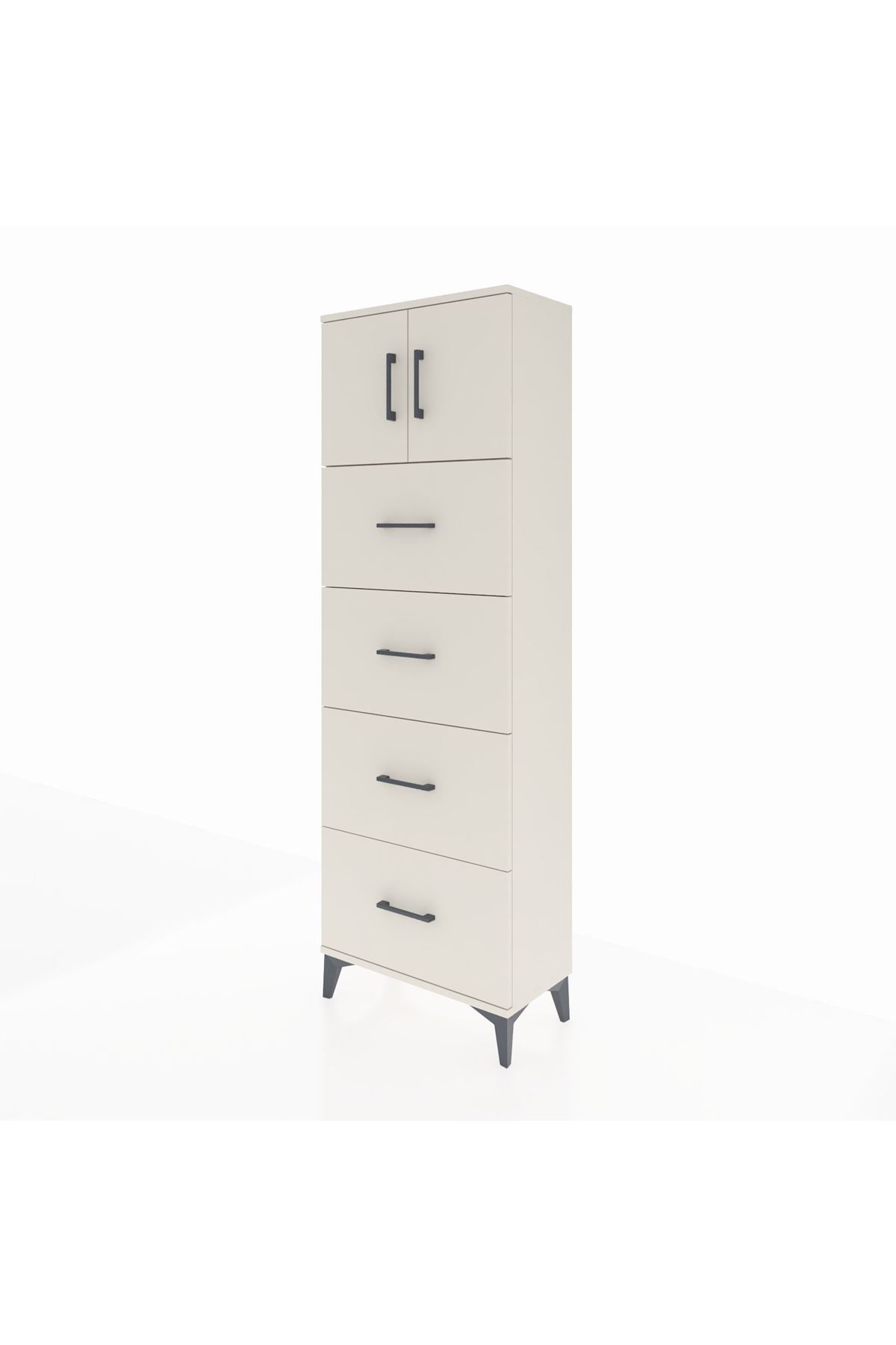 Arges Dolap 2 Raflı 4 Çekmeceli 2 Kapaklı 60x30x182 - S23M025V1A