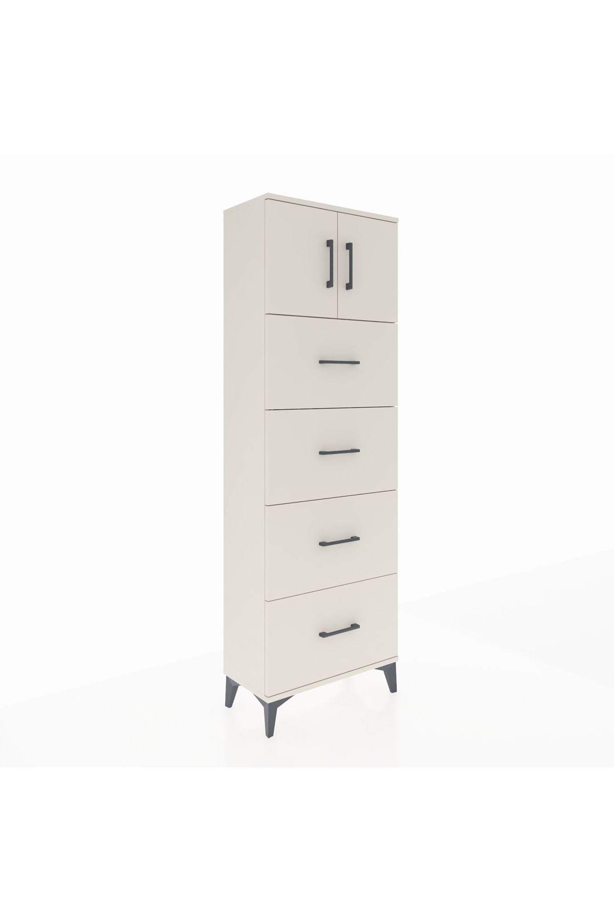Arges Dolap 2 Raflı 4 Çekmeceli 2 Kapaklı 60x30x182 - S23M025V1A