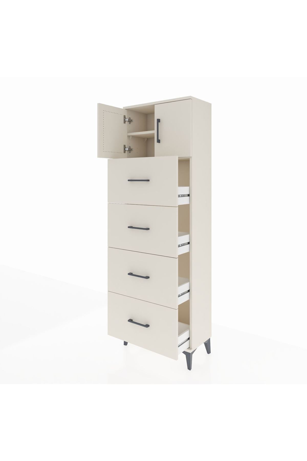 Arges Dolap 2 Raflı 4 Çekmeceli 2 Kapaklı 60x30x182 - S23M025V1A