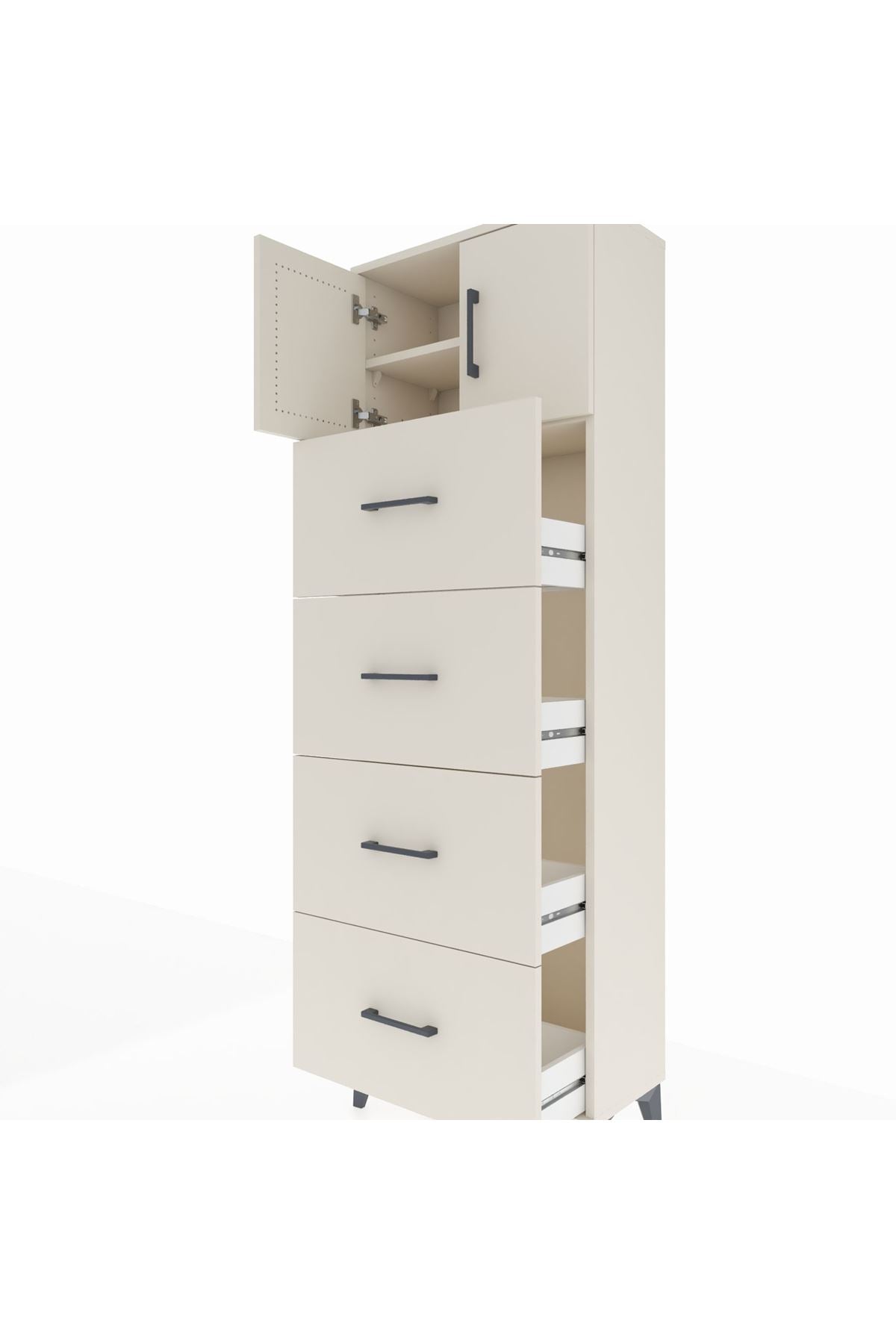 Arges Dolap 2 Raflı 4 Çekmeceli 2 Kapaklı 60x30x182 - S23M025V1A
