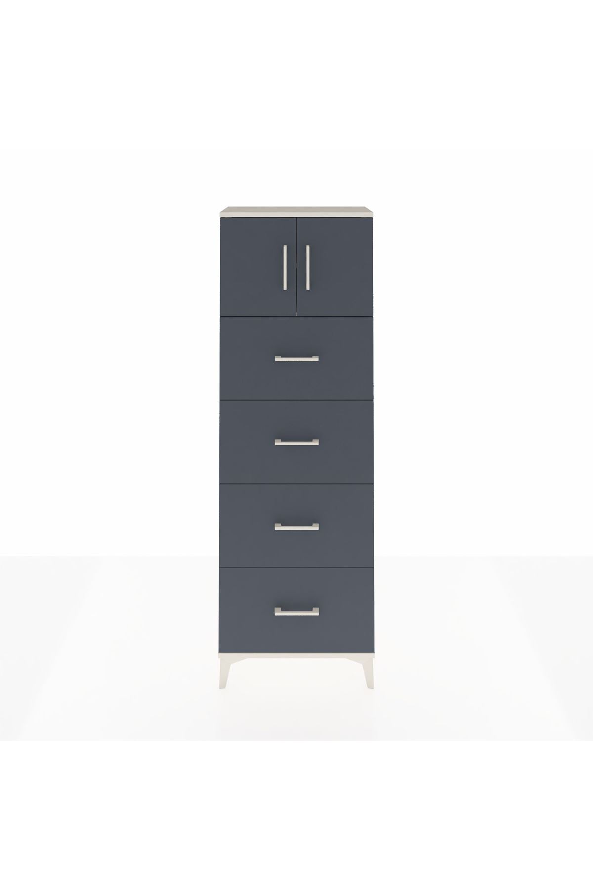 Arges Dolap 2 Raflı 4 Çekmeceli 2 Kapaklı 60x30x182 - S23M025V2A