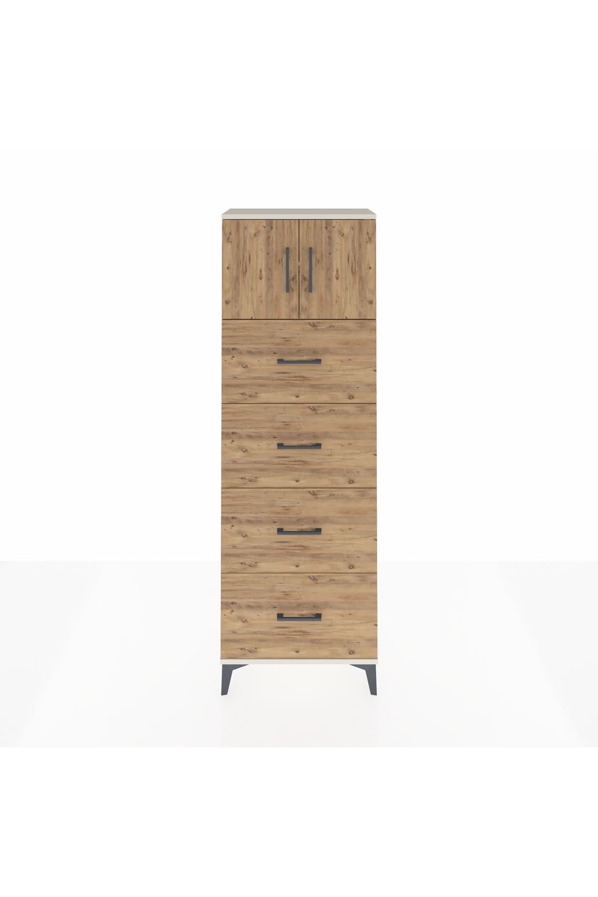 Arges Dolap 2 Raflı 4 Çekmeceli 2 Kapaklı 60x30x182 - S23M025V3A