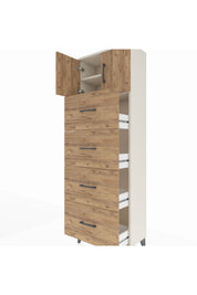 Arges Dolap 2 Raflı 4 Çekmeceli 2 Kapaklı 60x30x182 - S23M025V3A