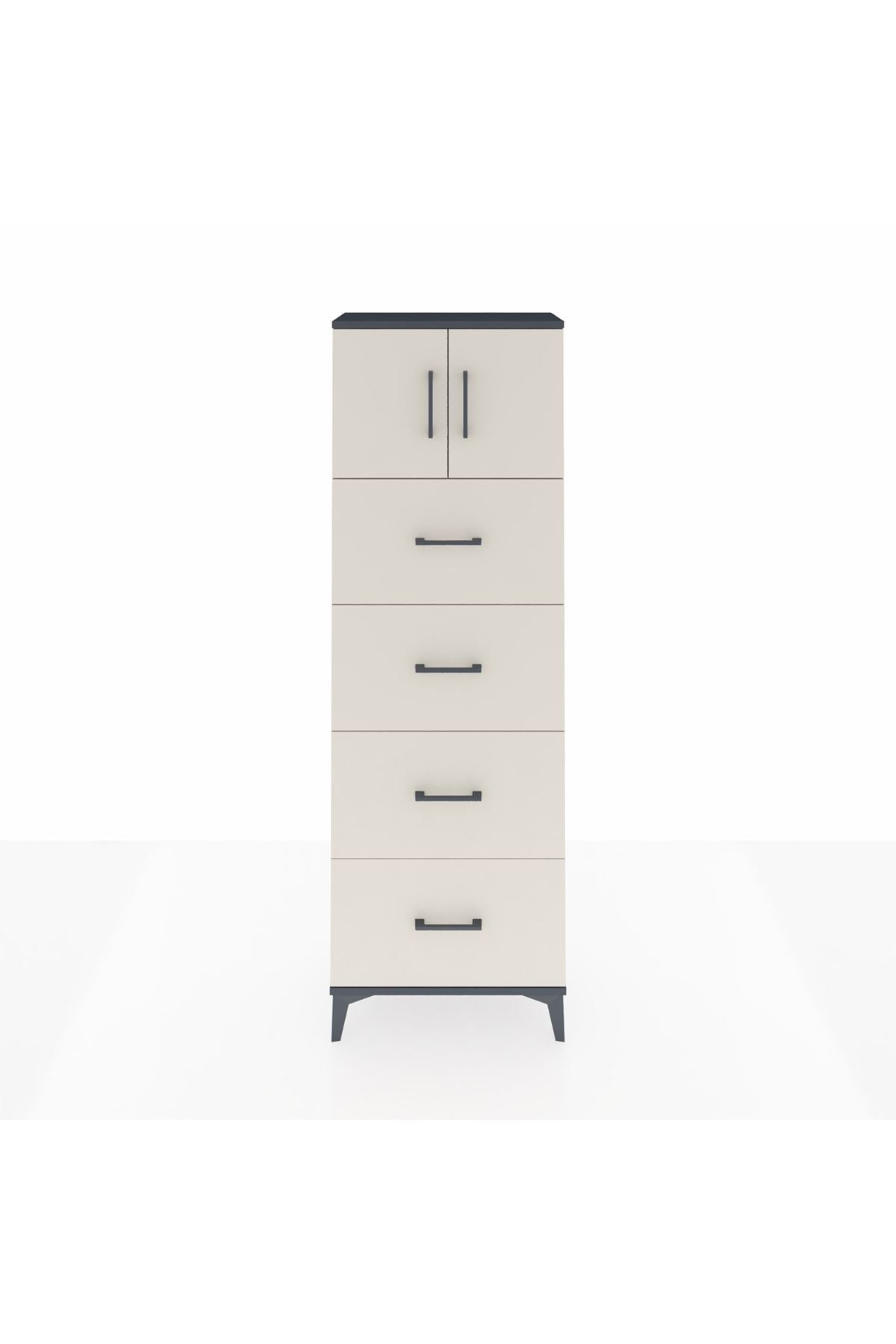 Arges Dolap 2 Raflı 4 Çekmeceli 2 Kapaklı 60x30x182 - S23M025V4A