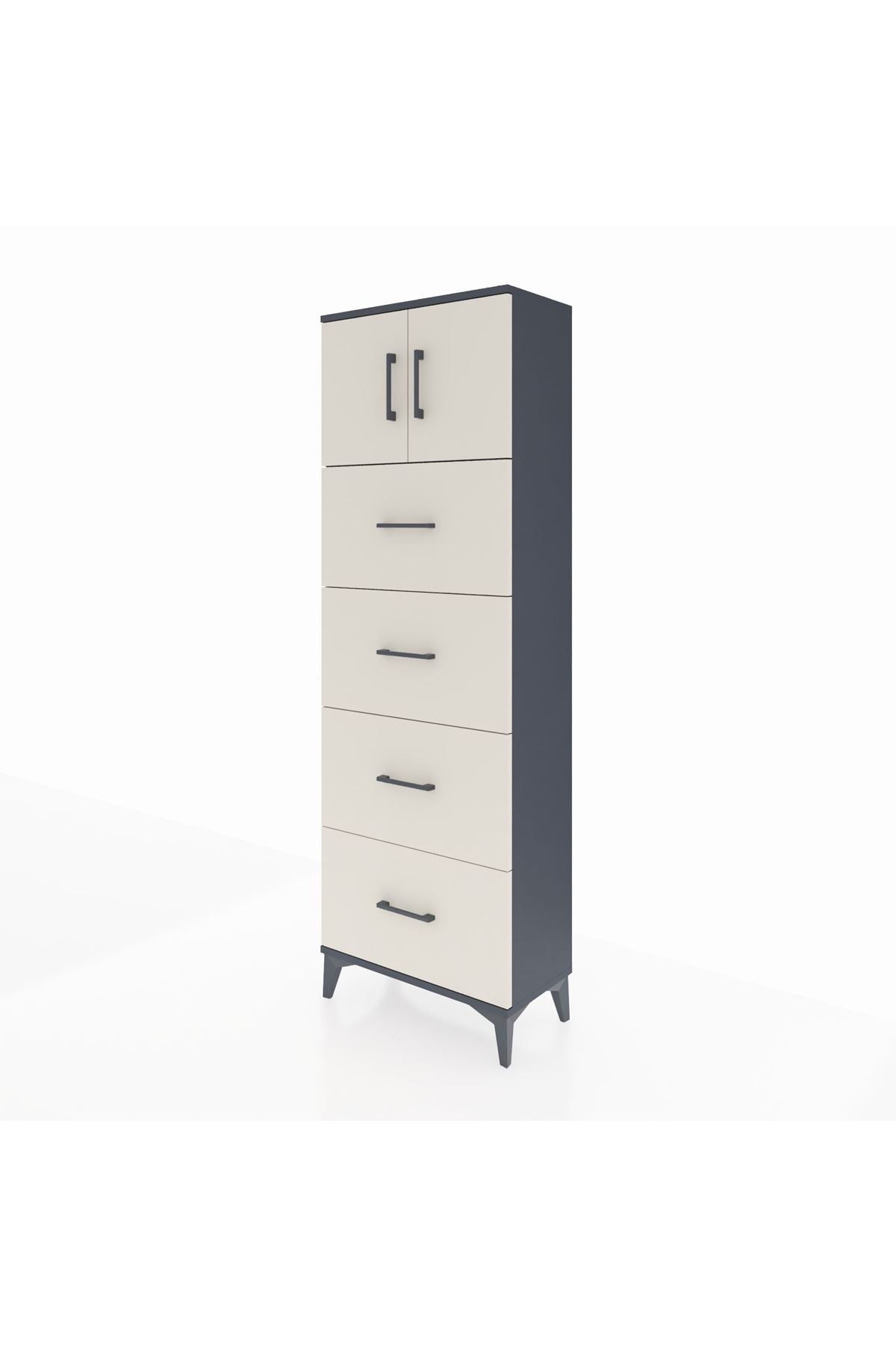 Arges Dolap 2 Raflı 4 Çekmeceli 2 Kapaklı 60x30x182 - S23M025V4A