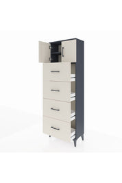 Arges Dolap 2 Raflı 4 Çekmeceli 2 Kapaklı 60x30x182 - S23M025V4A