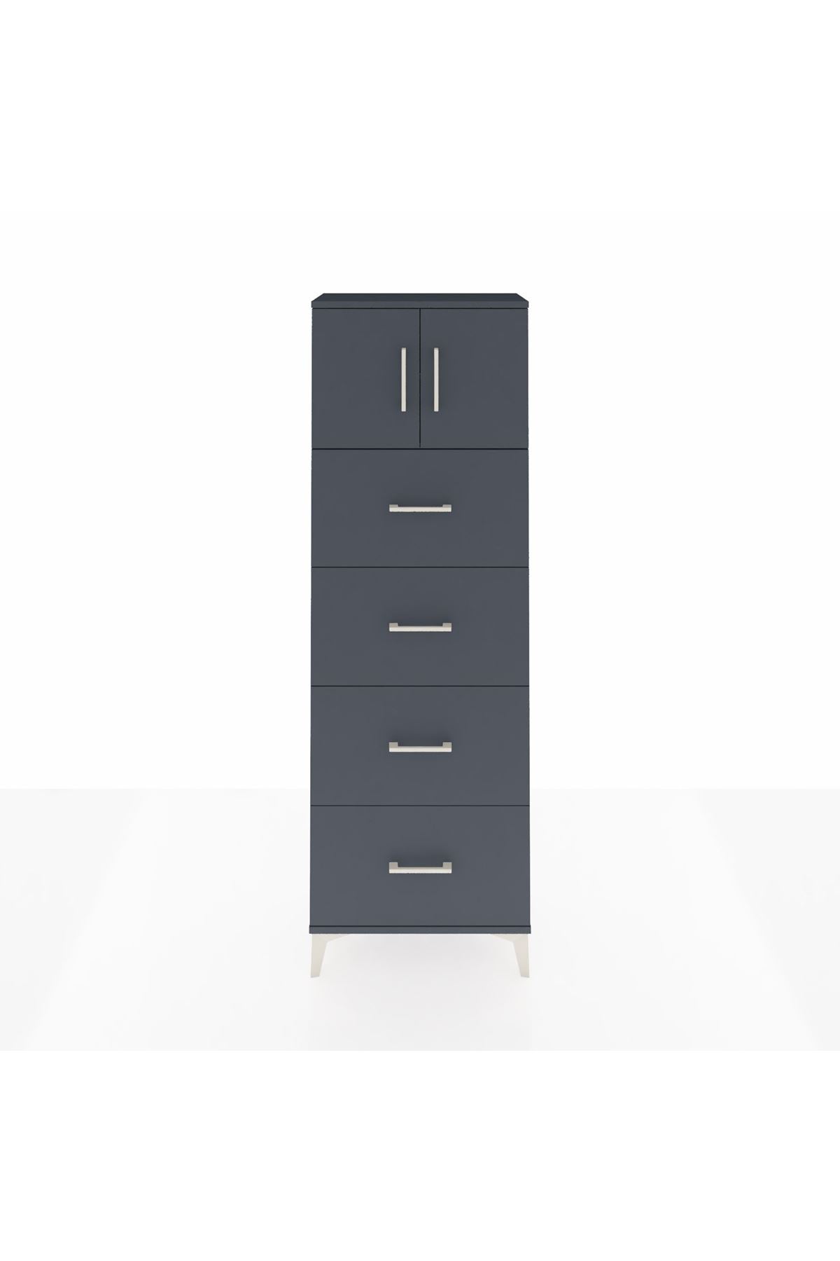 Arges Dolap 2 Raflı 4 Çekmeceli 2 Kapaklı 60x30x182 - S23M025V5A