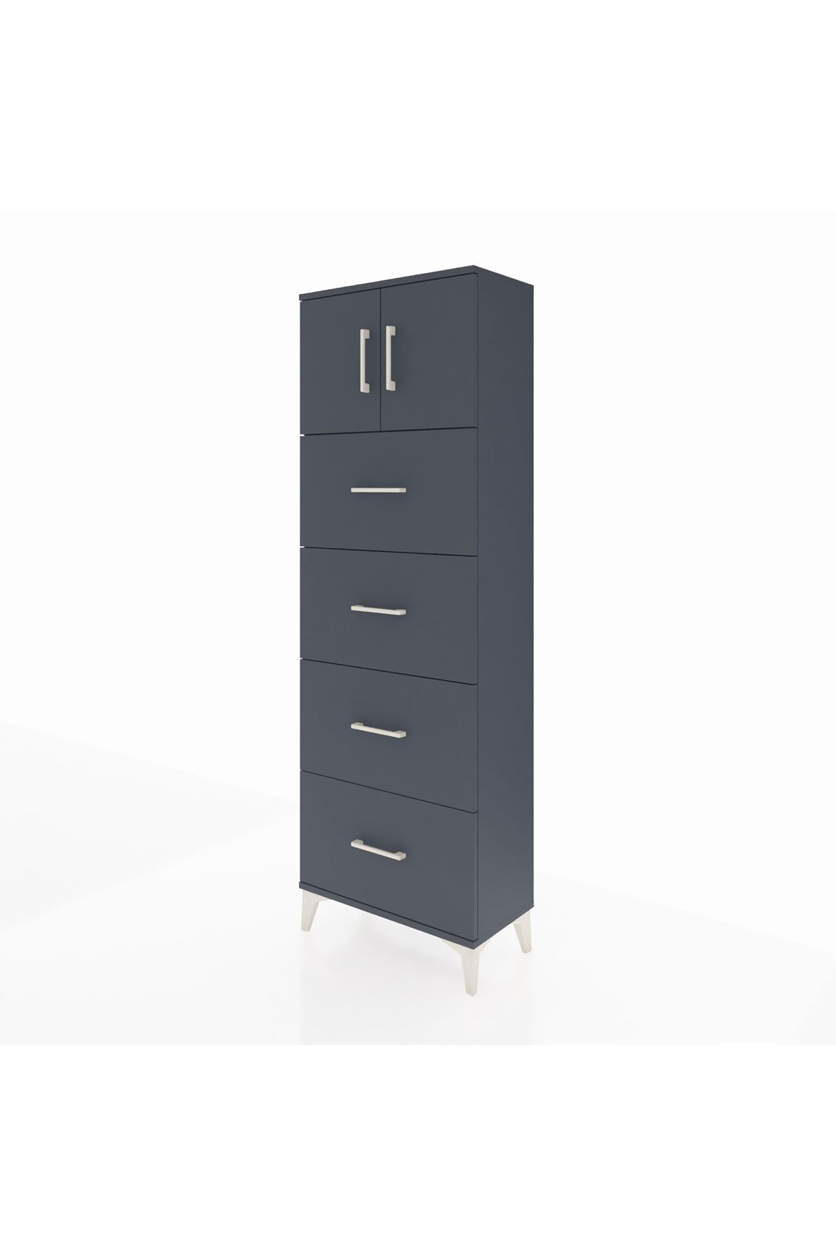 Arges Dolap 2 Raflı 4 Çekmeceli 2 Kapaklı 60x30x182 - S23M025V5A
