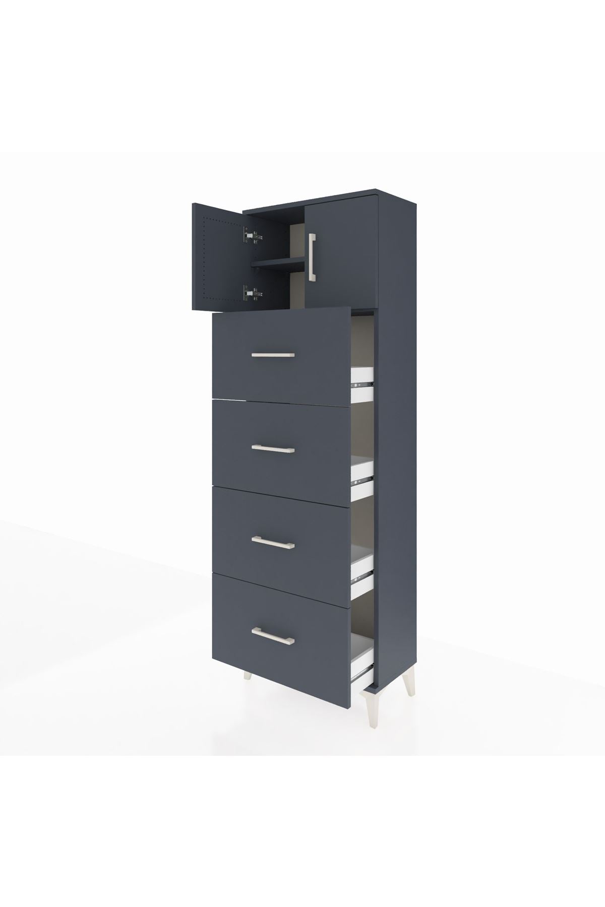 Arges Dolap 2 Raflı 4 Çekmeceli 2 Kapaklı 60x30x182 - S23M025V5A