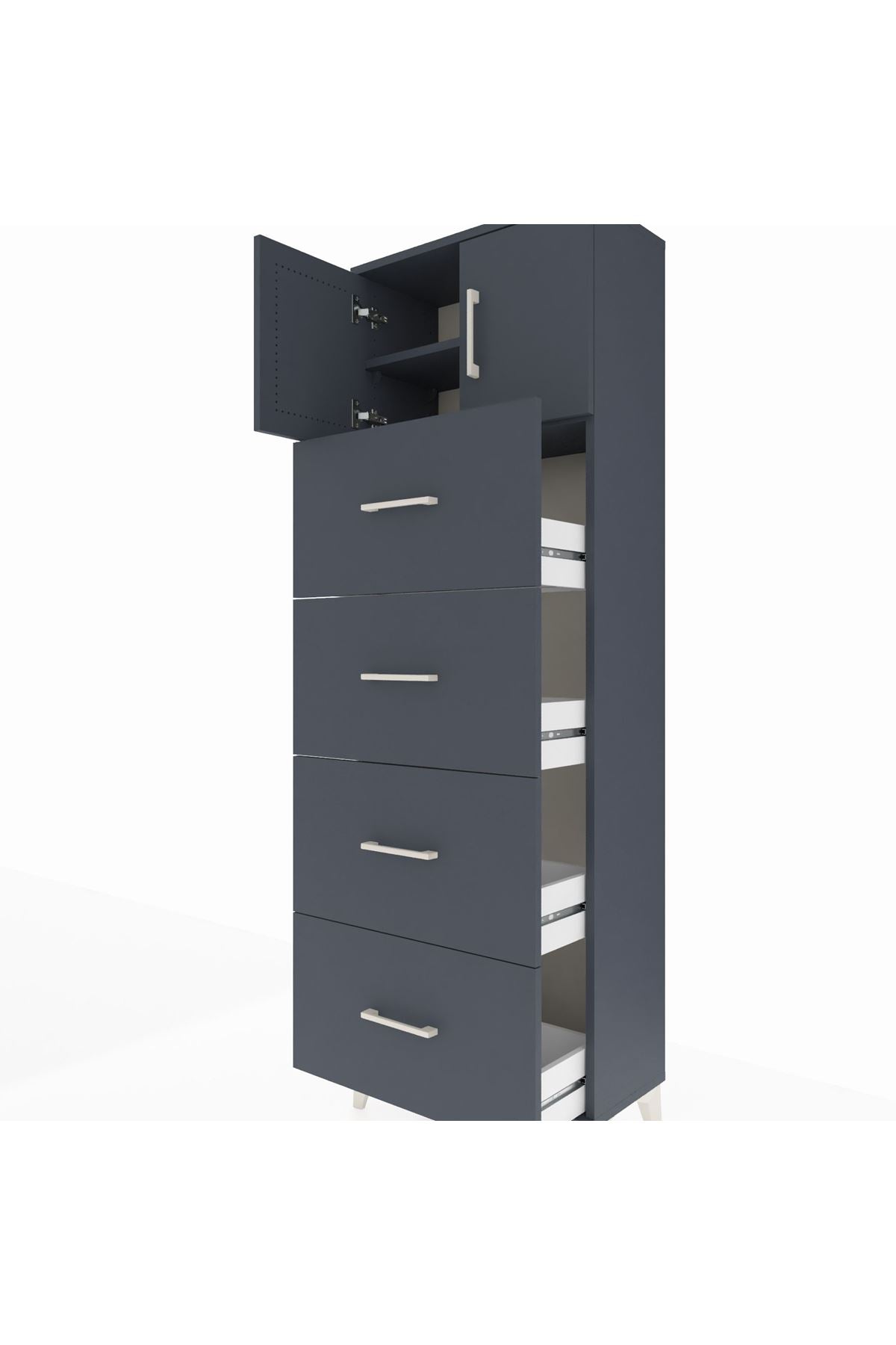 Arges Dolap 2 Raflı 4 Çekmeceli 2 Kapaklı 60x30x182 - S23M025V5A