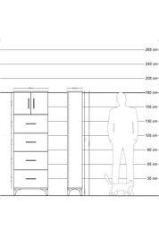 Arges Dolap 2 Raflı 4 Çekmeceli 2 Kapaklı 60x30x182 - S23M025V5A