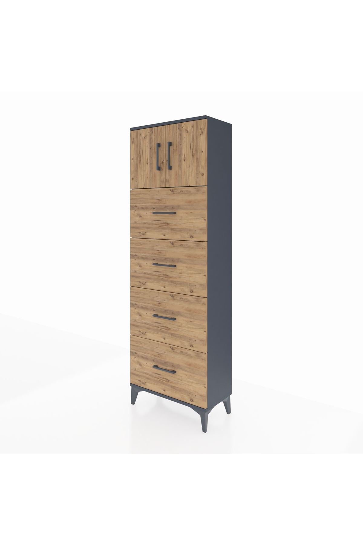 Arges Dolap 2 Raflı 4 Çekmeceli 2 Kapaklı 60x30x182 - S23M025V6A