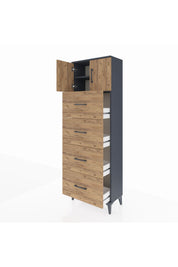 Arges Dolap 2 Raflı 4 Çekmeceli 2 Kapaklı 60x30x182 - S23M025V6A