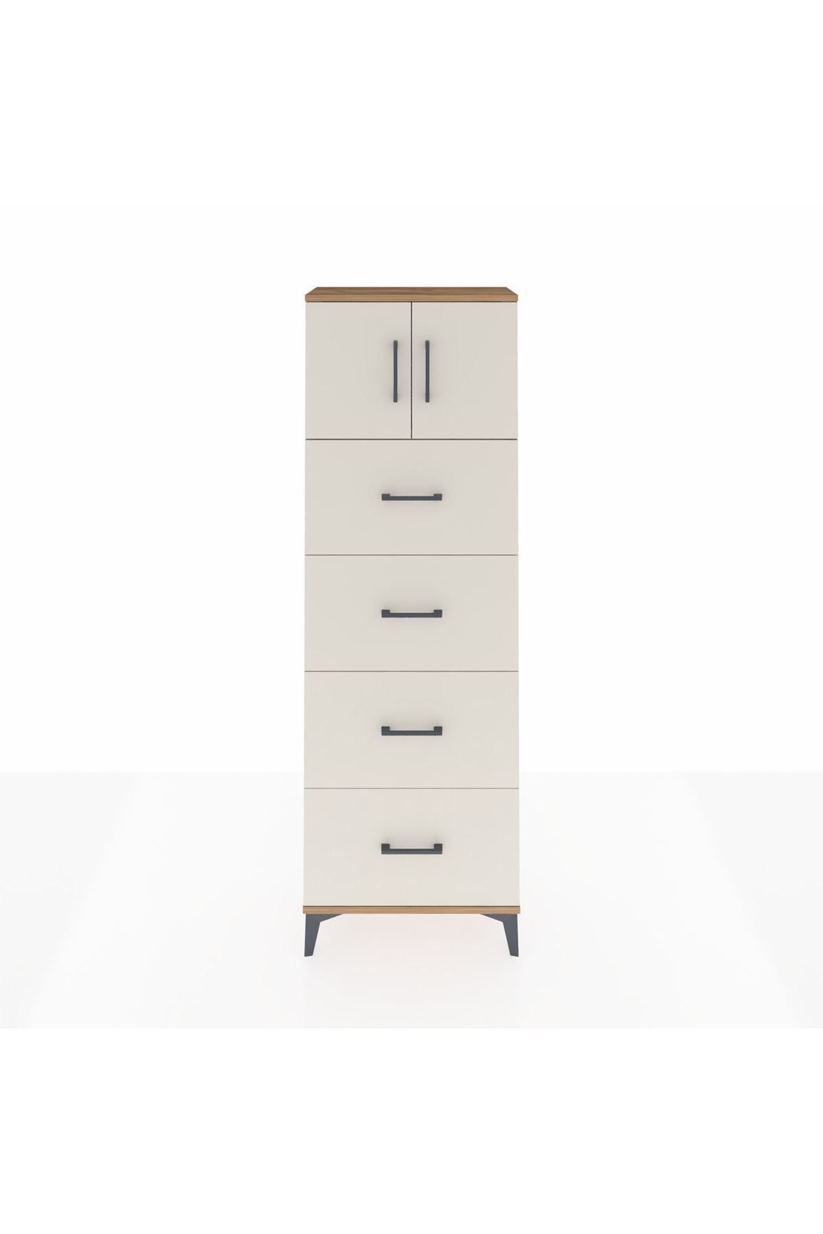 Arges Dolap 2 Raflı 4 Çekmeceli 2 Kapaklı 60x30x182 - S23M025V7A