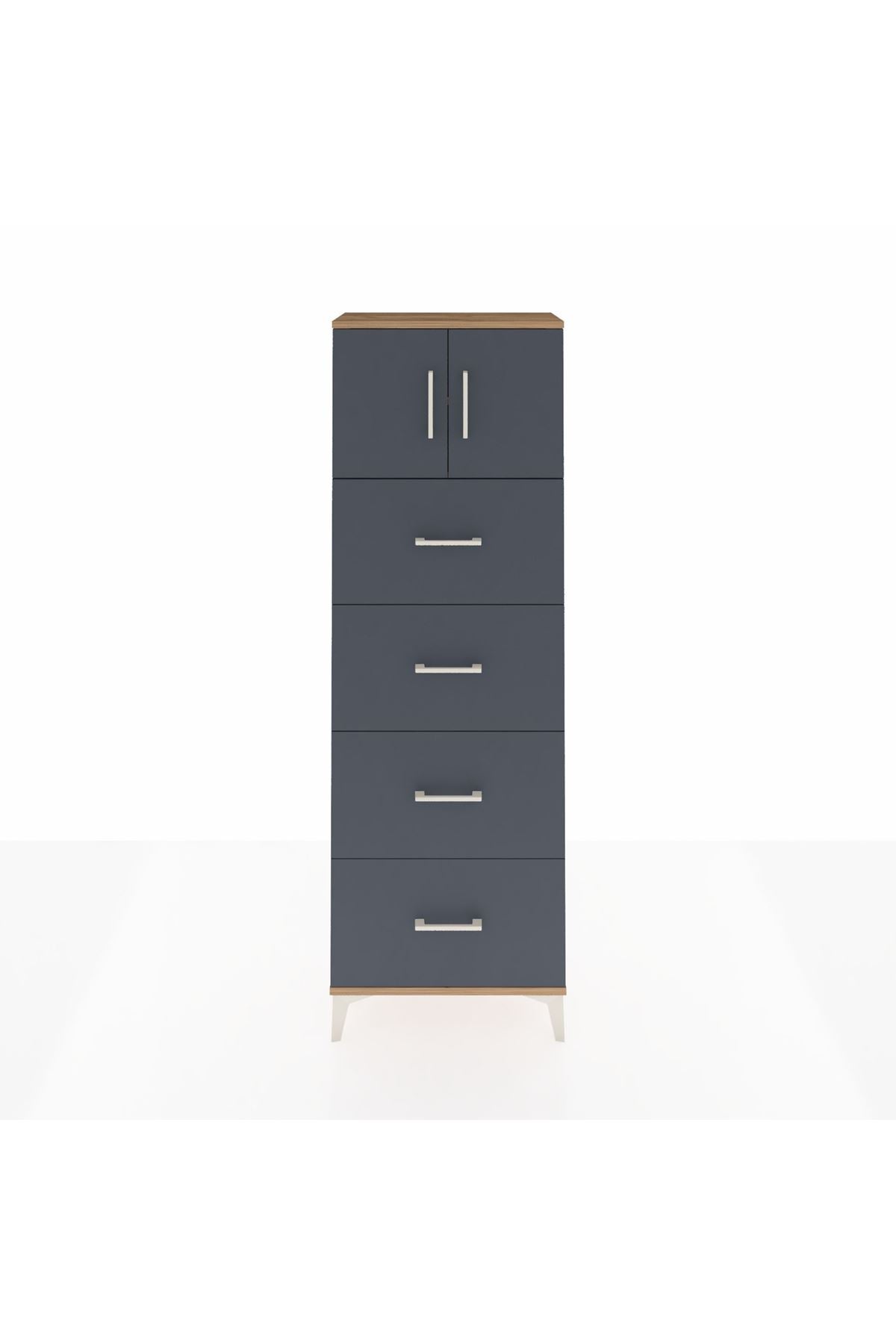 Arges Dolap 2 Raflı 4 Çekmeceli 2 Kapaklı 60x30x182 - S23M025V8A
