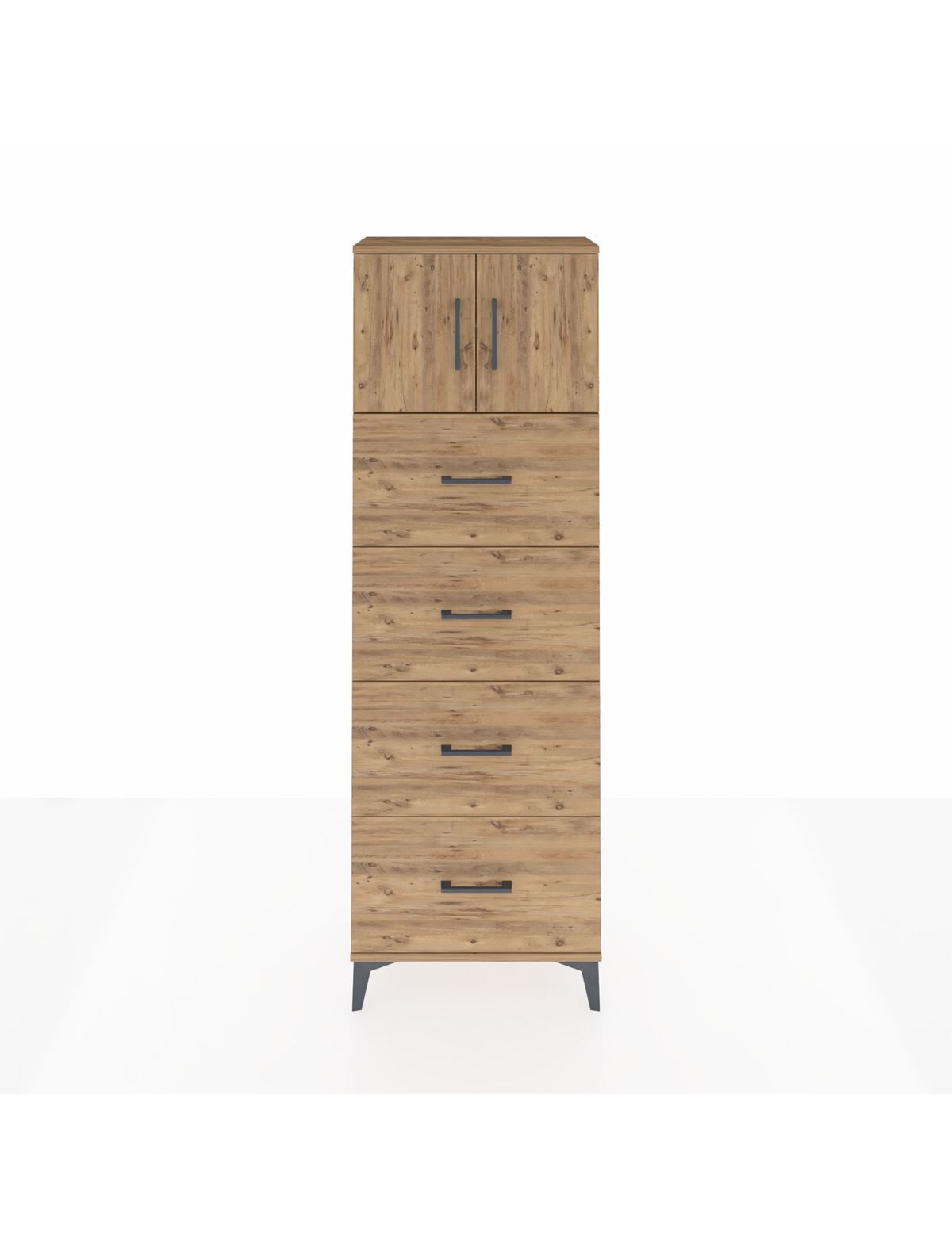 Arges Dolap 2 Raflı 4 Çekmeceli 2 Kapaklı 60x30x182 - S23M025V9A