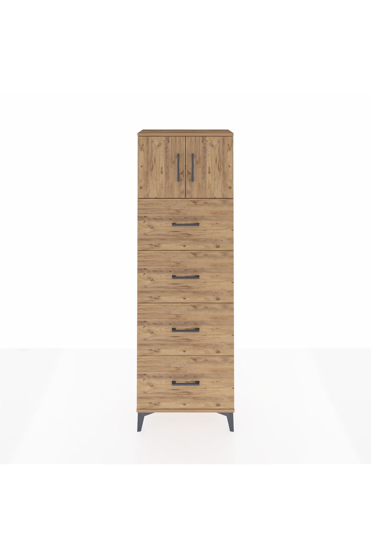 Arges Dolap 2 Raflı 4 Çekmeceli 2 Kapaklı 60x30x182 - S23M025V9A