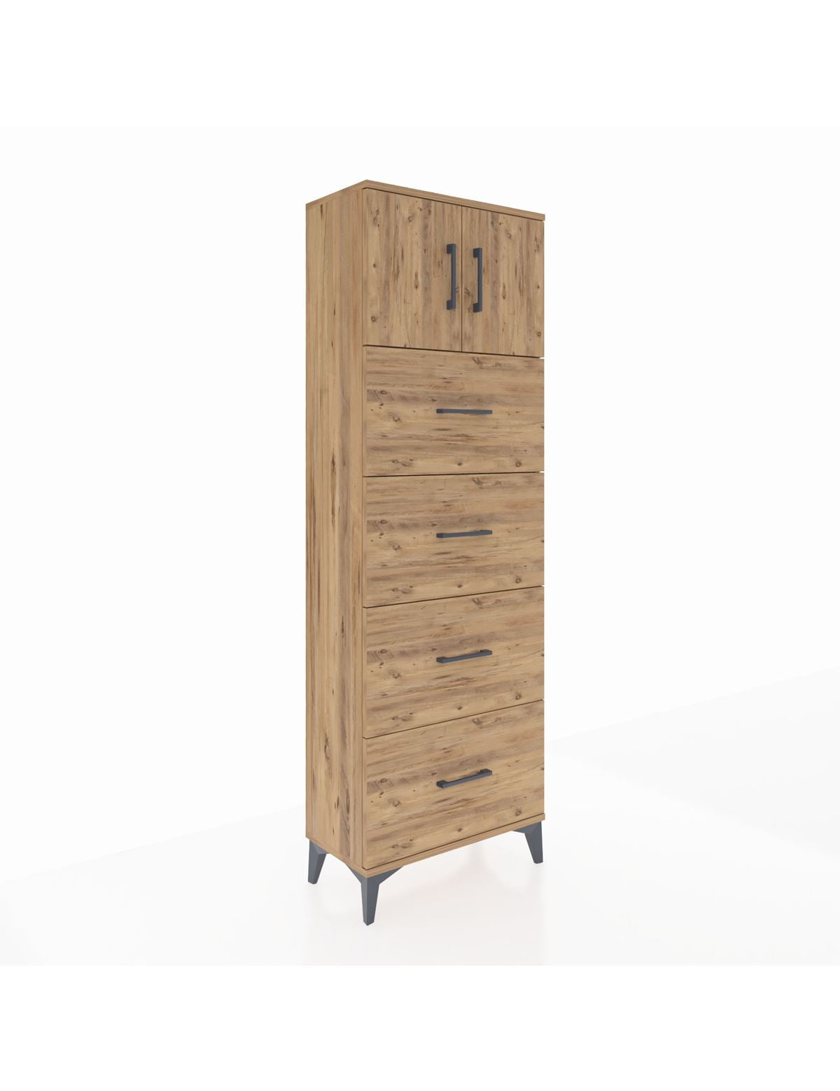 Arges Dolap 2 Raflı 4 Çekmeceli 2 Kapaklı 60x30x182 - S23M025V9A