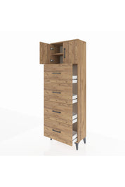 Arges Dolap 2 Raflı 4 Çekmeceli 2 Kapaklı 60x30x182 - S23M025V9A