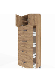 Arges Dolap 2 Raflı 4 Çekmeceli 2 Kapaklı 60x30x182 - S23M025V9A