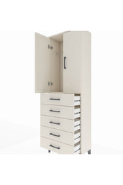 Arges Dolap Tek Raflı 5 Çekmeceli Tek Askılı 60x30x182 - S23M026V1A