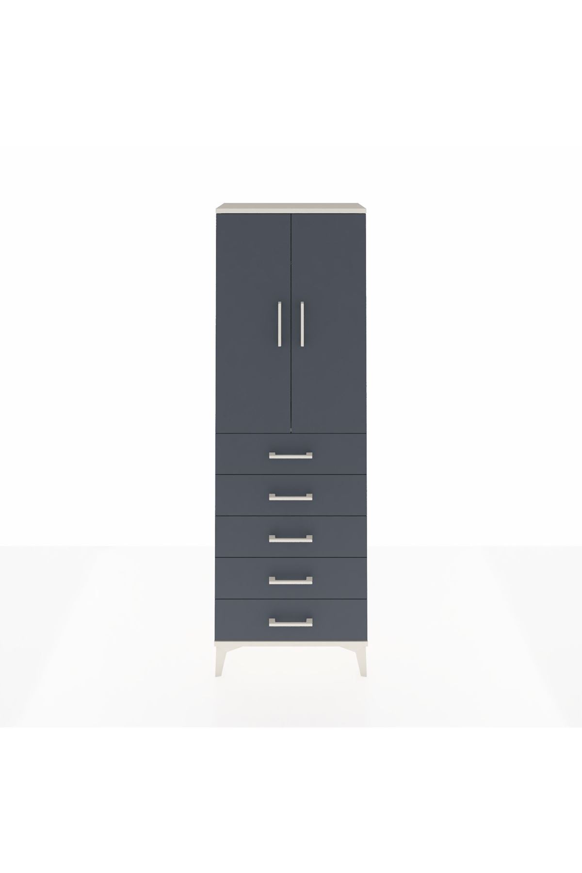 Arges Dolap Tek Raflı 5 Çekmeceli Tek Askılı 60x30x182 - S23M026V2A
