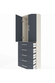 Arges Dolap Tek Raflı 5 Çekmeceli Tek Askılı 60x30x182 - S23M026V2A