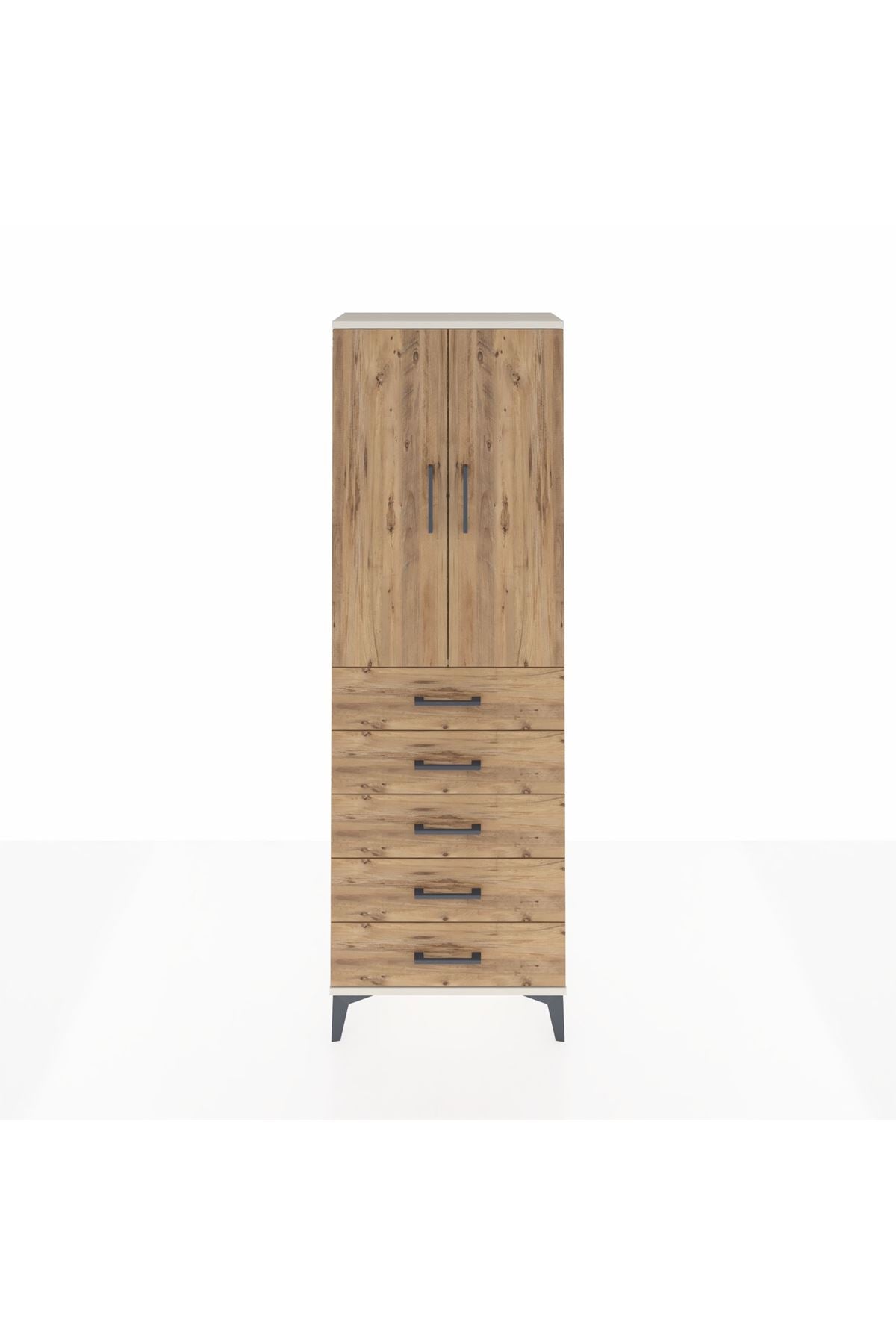 Arges Dolap Tek Raflı 5 Çekmeceli Tek Askılı 60x30x182 - S23M026V3A
