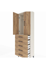 Arges Dolap Tek Raflı 5 Çekmeceli Tek Askılı 60x30x182 - S23M026V3A
