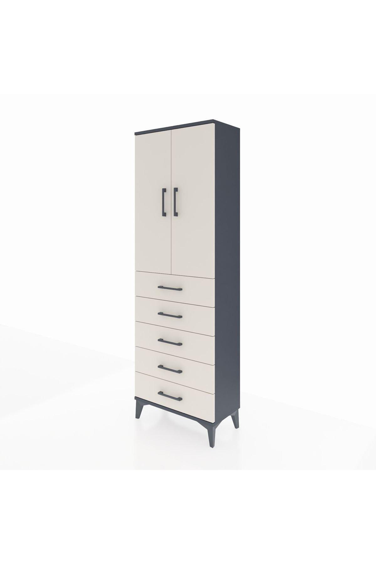 Arges Dolap Tek Raflı 5 Çekmeceli Tek Askılı 60x30x182 - S23M026V4A