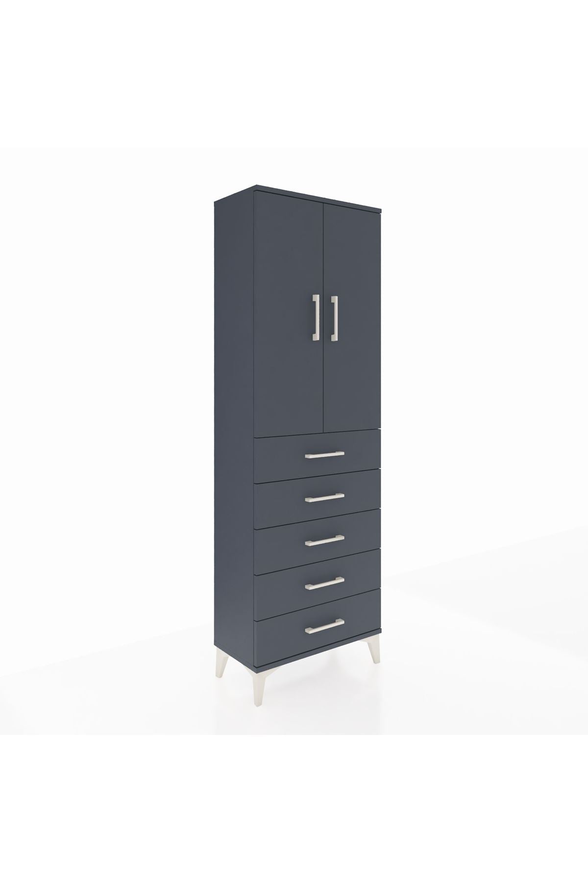 Arges Dolap Tek Raflı 5 Çekmeceli Tek Askılı 60x30x182 - S23M026V5A