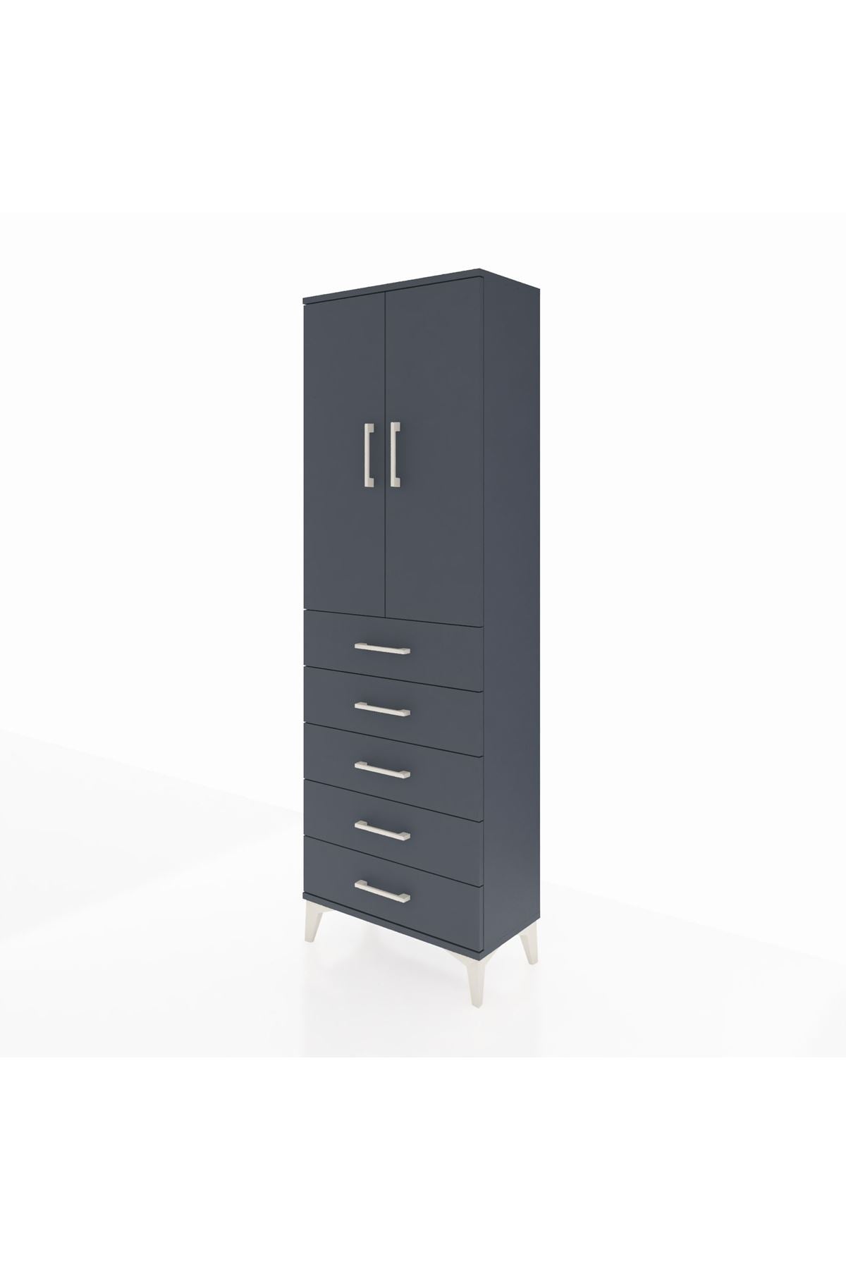 Arges Dolap Tek Raflı 5 Çekmeceli Tek Askılı 60x30x182 - S23M026V5A