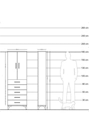 Arges Dolap Tek Raflı 5 Çekmeceli Tek Askılı 60x30x182 - S23M026V5A