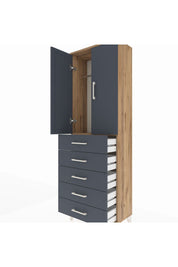 Arges Dolap Tek Raflı 5 Çekmeceli Tek Askılı 60x30x182 - S23M026V8A