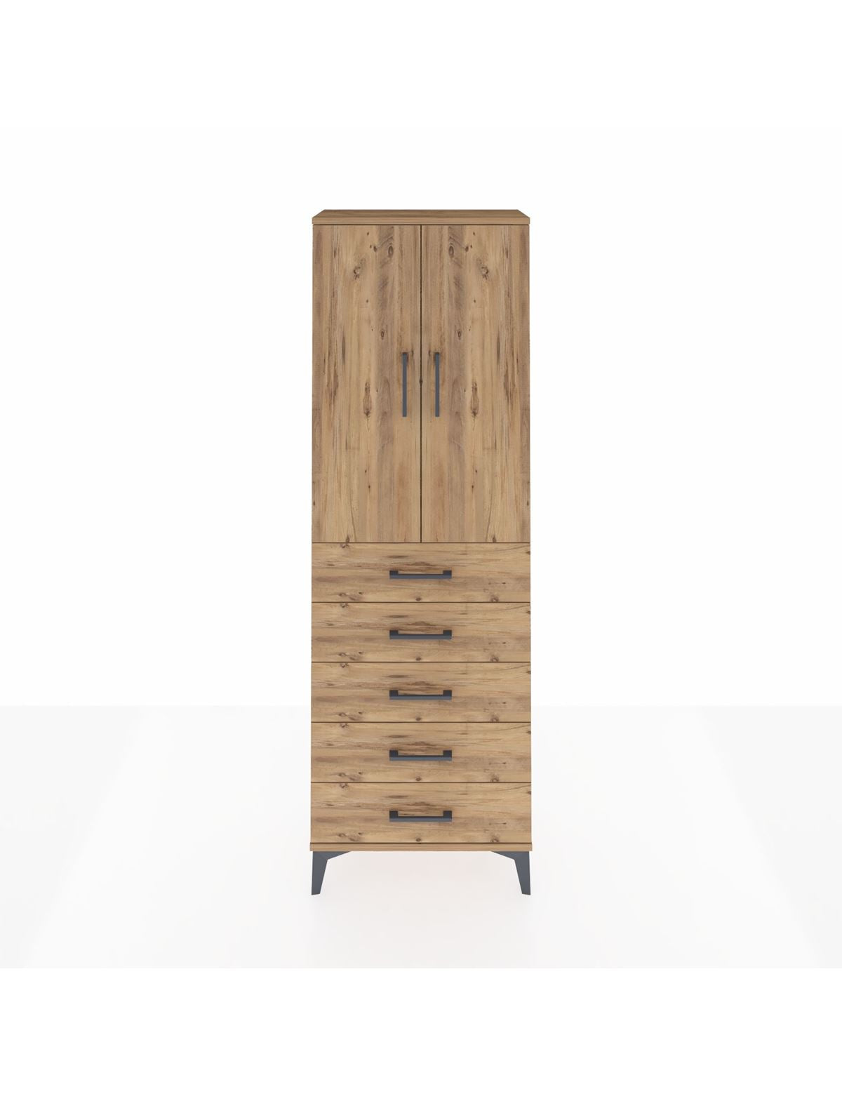 Arges Dolap Tek Raflı 5 Çekmeceli Tek Askılı 60x30x182 - S23M026V9A
