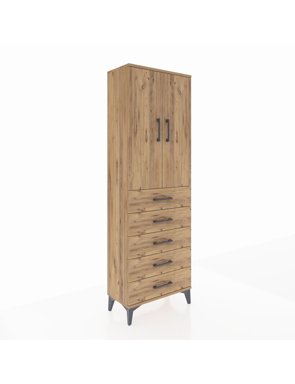 Arges Dolap Tek Raflı 5 Çekmeceli Tek Askılı 60x30x182 - S23M026V9A