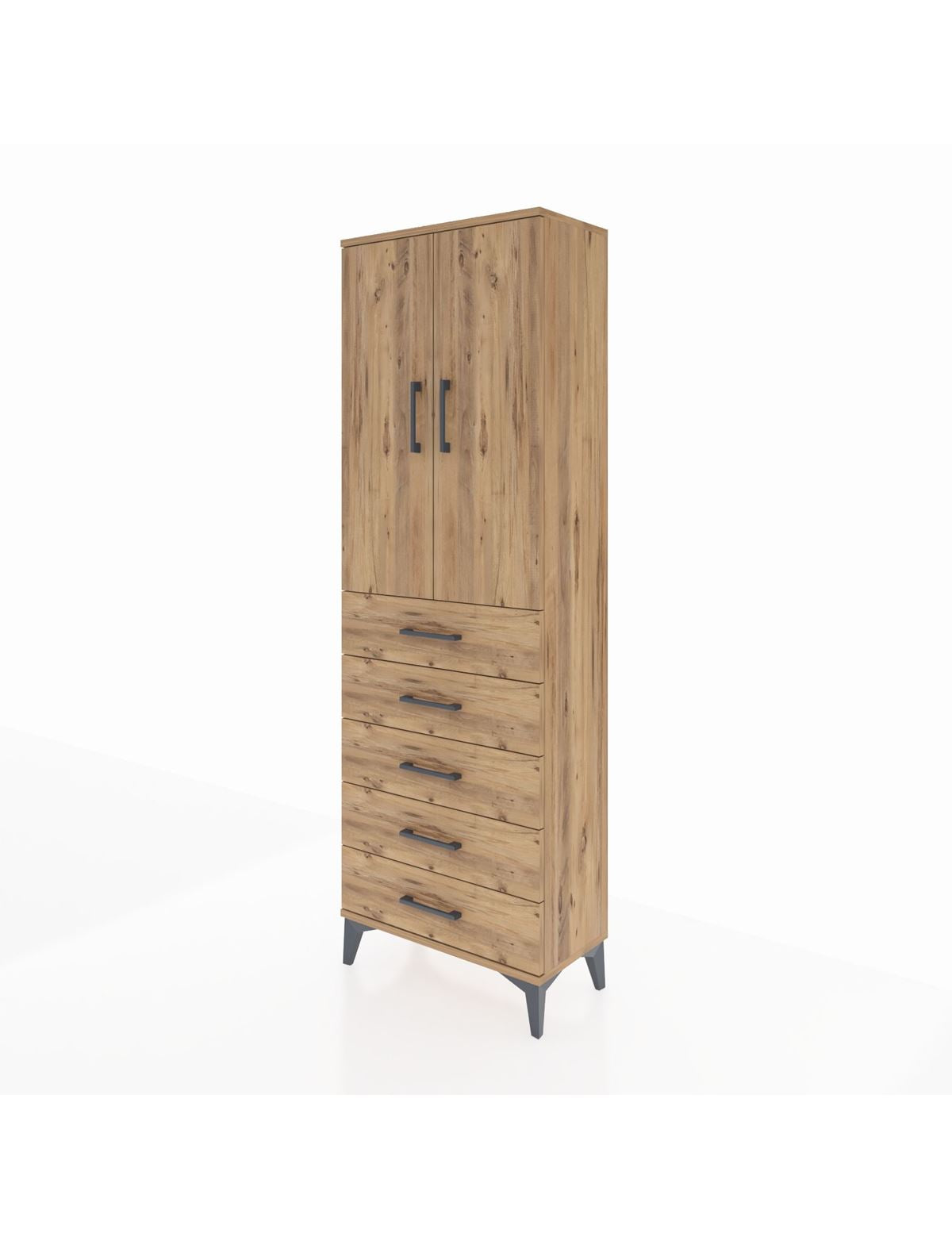 Arges Dolap Tek Raflı 5 Çekmeceli Tek Askılı 60x30x182 - S23M026V9A