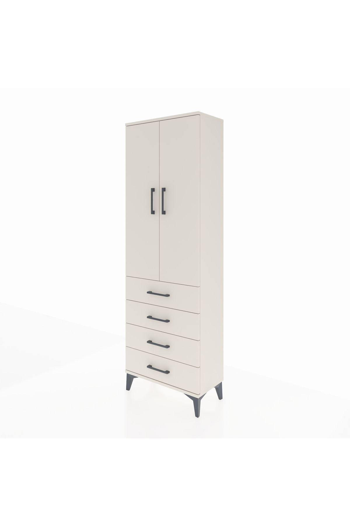 Arges Dolap Tek Raflı 4 Çekmeceli Tek Askılı 60x30x182 - S23M027V1A