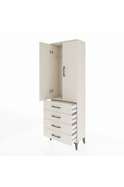 Arges Dolap Tek Raflı 4 Çekmeceli Tek Askılı 60x30x182 - S23M027V1A