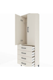 Arges Dolap Tek Raflı 4 Çekmeceli Tek Askılı 60x30x182 - S23M027V1A