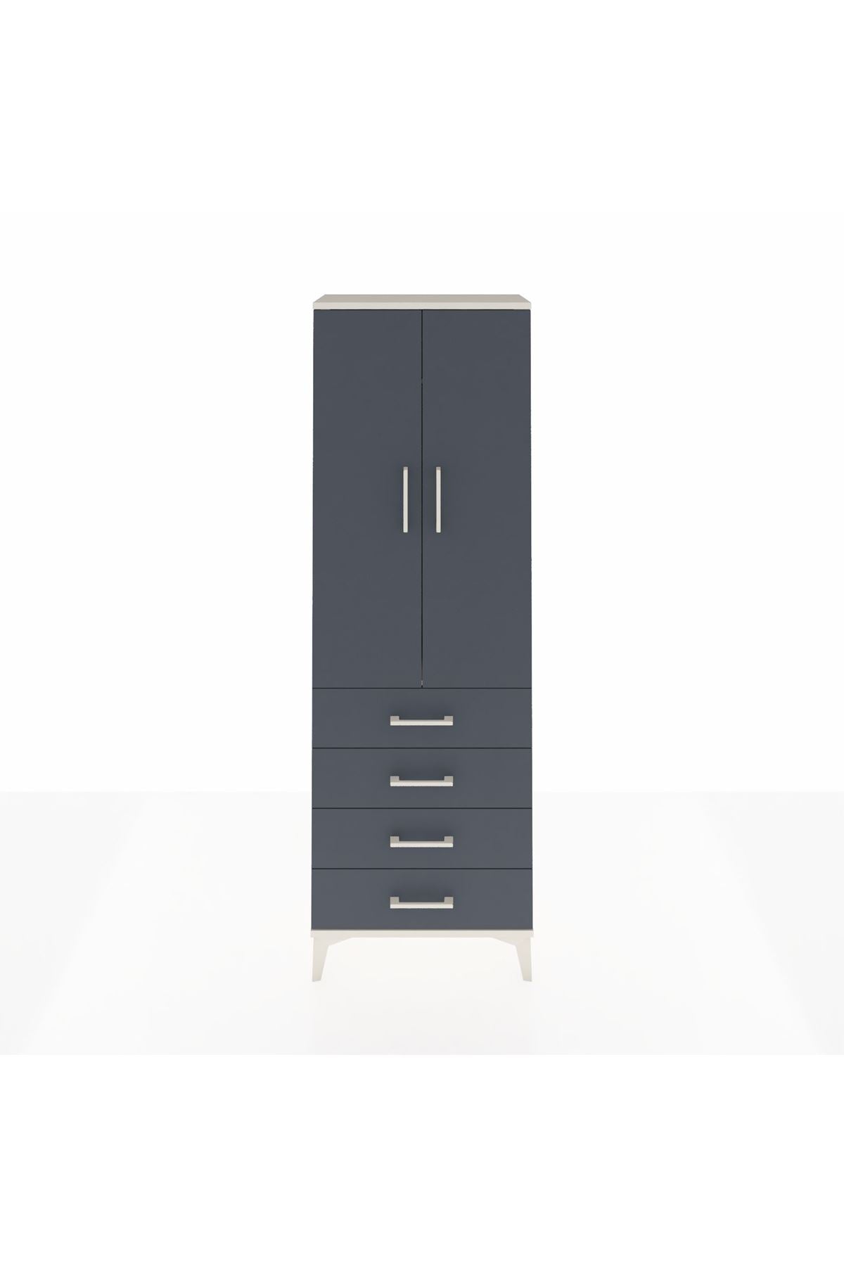 Arges Dolap Tek Raflı 4 Çekmeceli Tek Askılı 60x30x182 - S23M027V2A