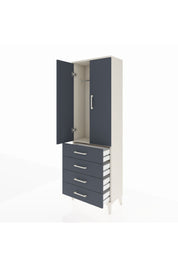 Arges Dolap Tek Raflı 4 Çekmeceli Tek Askılı 60x30x182 - S23M027V2A