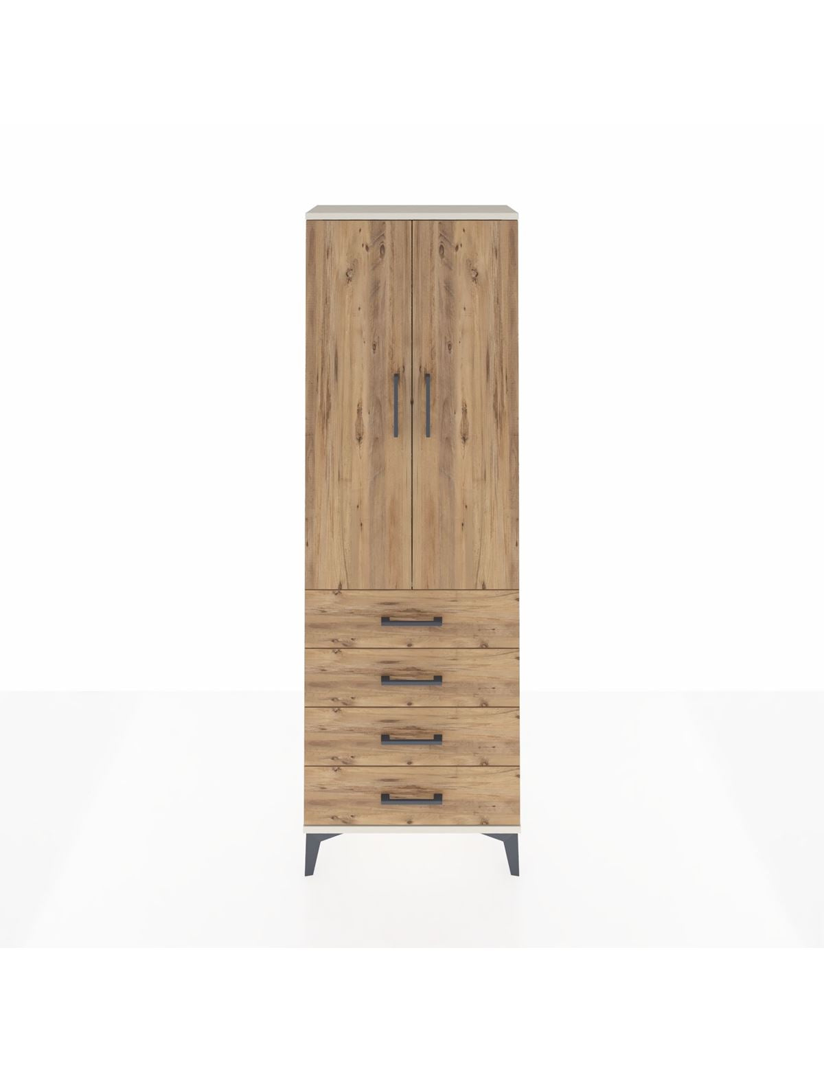 Arges Dolap Tek Raflı 4 Çekmeceli Tek Askılı 60x30x182 - S23M027V3A
