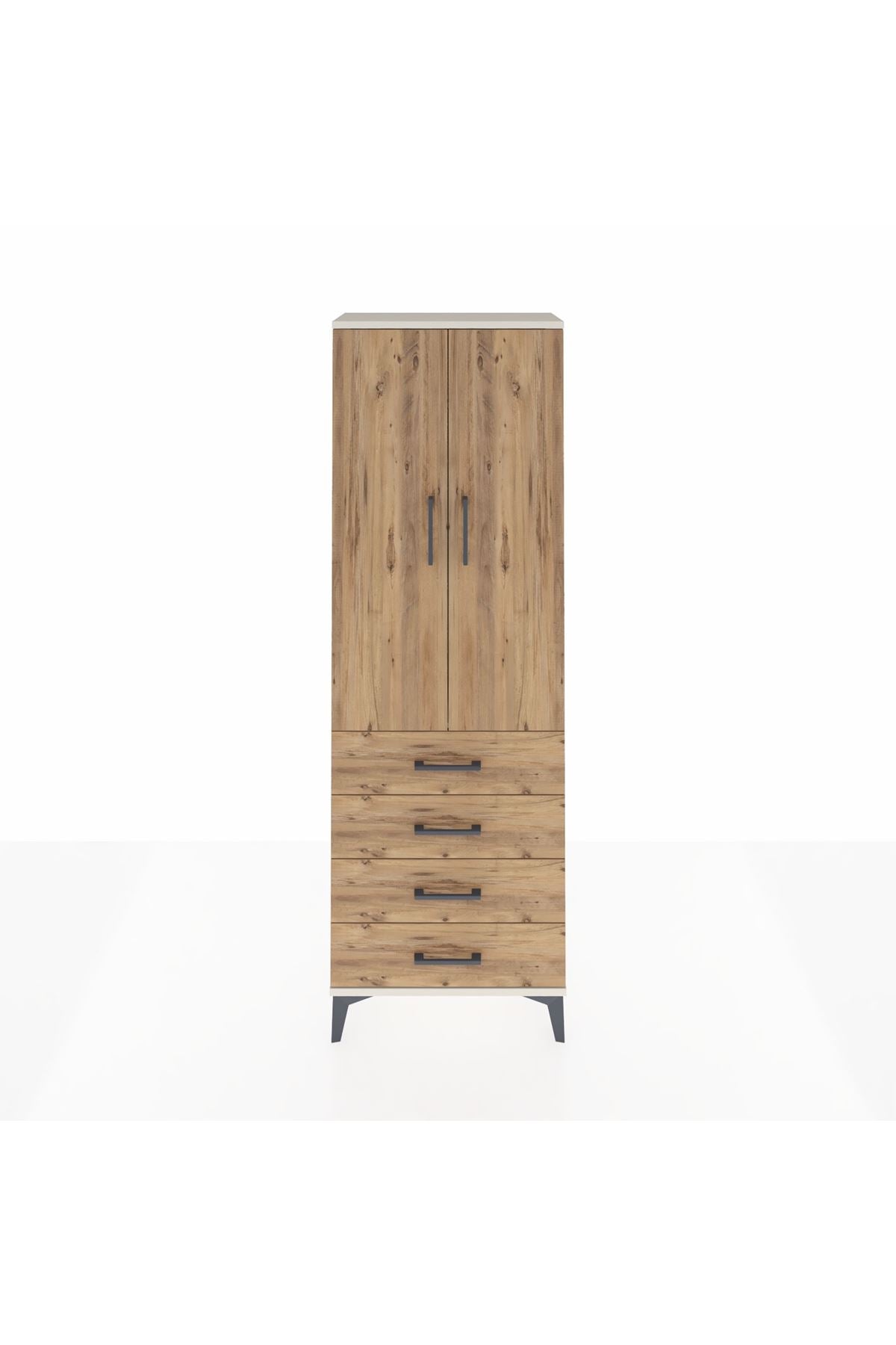 Arges Dolap Tek Raflı 4 Çekmeceli Tek Askılı 60x30x182 - S23M027V3A