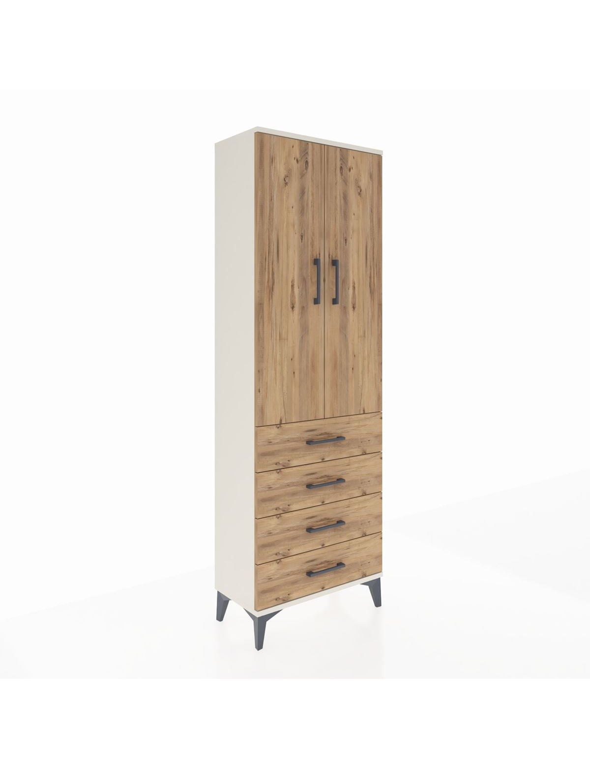 Arges Dolap Tek Raflı 4 Çekmeceli Tek Askılı 60x30x182 - S23M027V3A