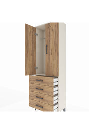 Arges Dolap Tek Raflı 4 Çekmeceli Tek Askılı 60x30x182 - S23M027V3A