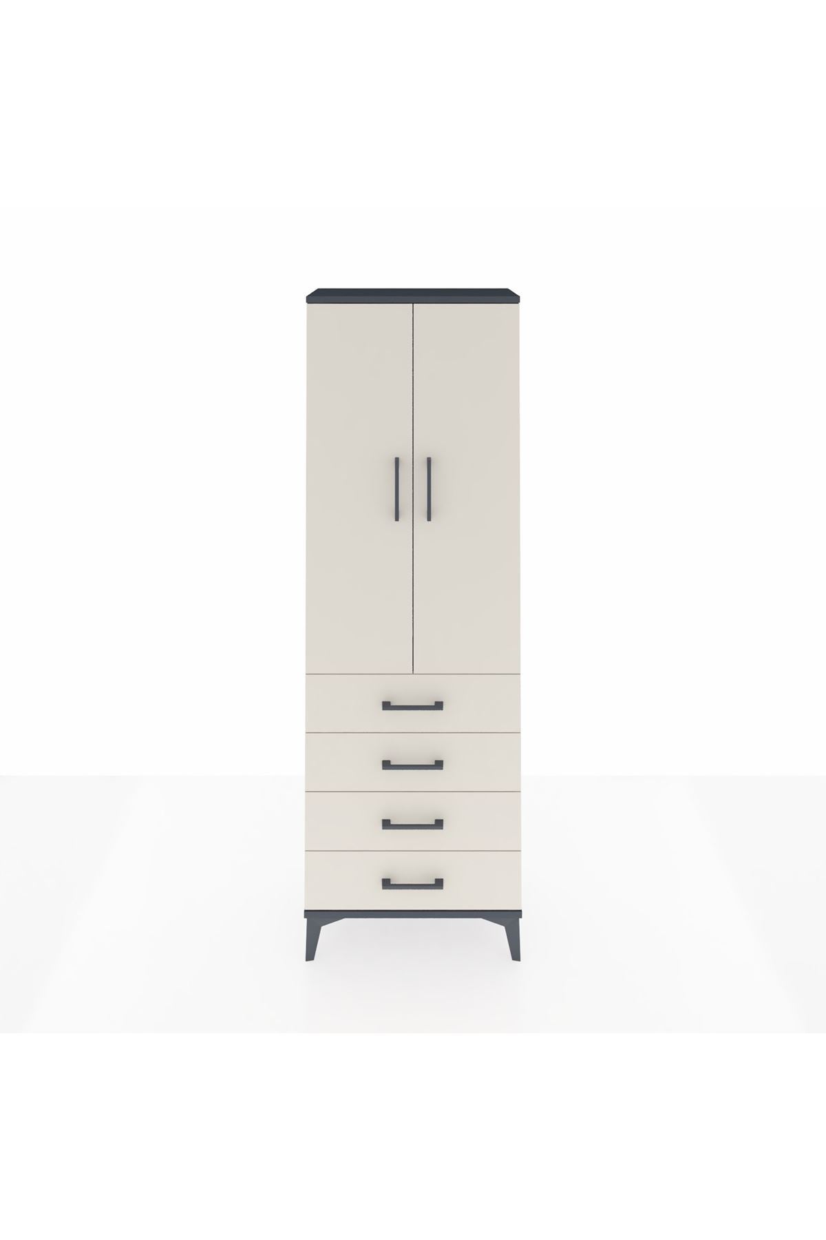 Arges Dolap Tek Raflı 4 Çekmeceli Tek Askılı 60x30x182 - S23M027V4A
