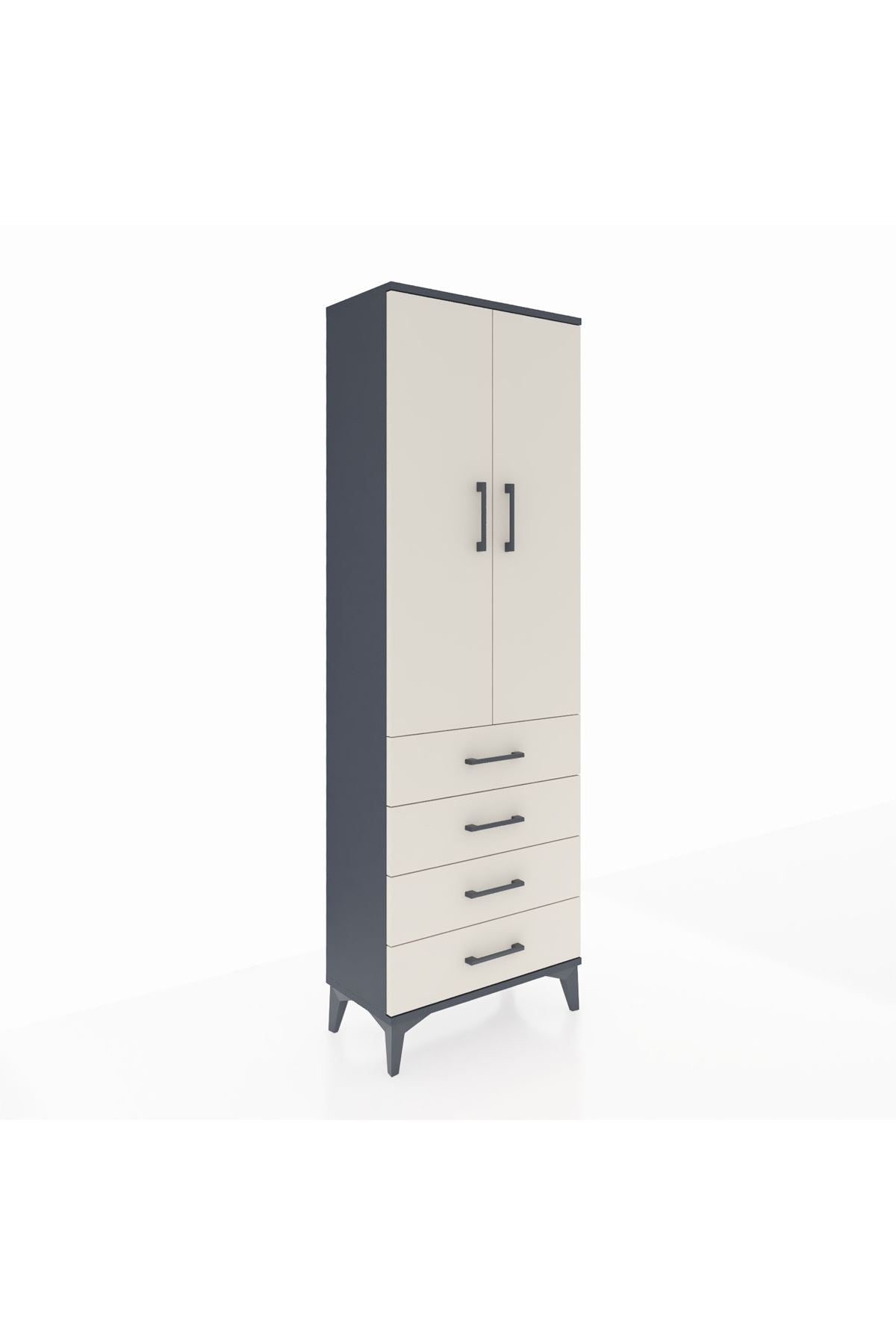 Arges Dolap Tek Raflı 4 Çekmeceli Tek Askılı 60x30x182 - S23M027V4A